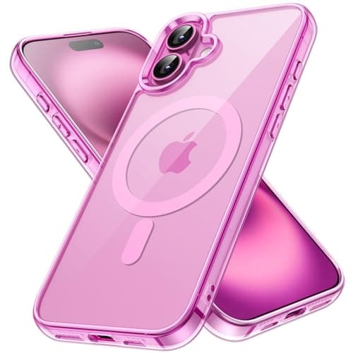 Image of JETech Magnetic Case for iPhone 16 Plus 6.7-Inch Compatible with MagSafe, Shockproof Phone Bumper Cover, Anti-Scratch Clear Back (Pink)