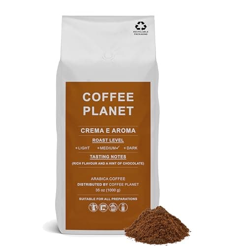 Image of Coffee Planet | Crema e Aroma Ground Coffee - 1kg | Medium Roast | Made from Arabica Coffee Beans | Rich Flavoured