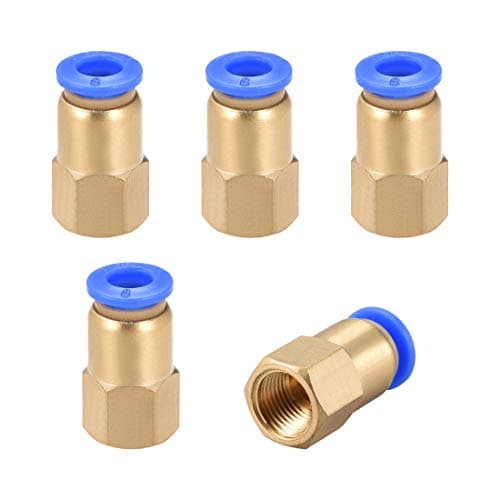 Image of sourcing map Push to Connect Tube Fitting Adapter 6mm Tube OD x G1/8" Female Straight Pneumatic Connecter Connect Pipe Fitting 5pcs