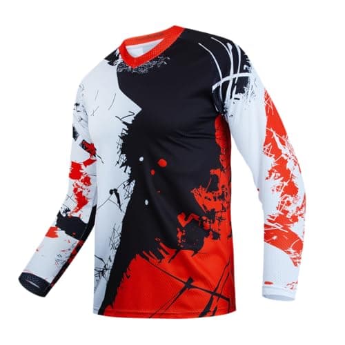 Image of Hotlion Men's Motocross Jersey Dirt Bike Shirt Road Off-raod Cycling Jersey Long Sleeve Racewear