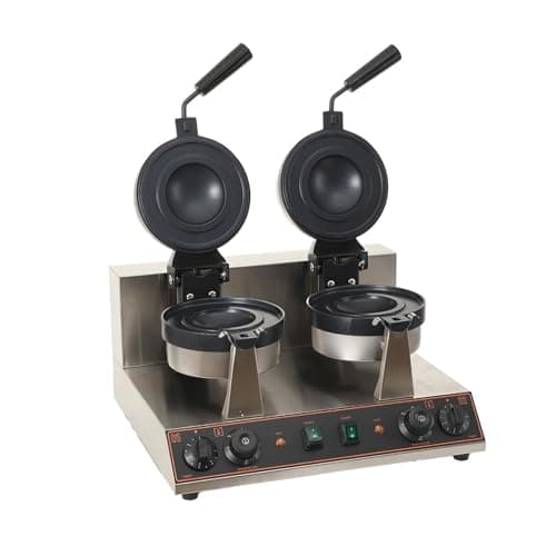 Image of Burger Waffle Maker, Nonstick Electric Press with Dual Heating, 50-300℃ Temperature Control, 5-Minute Timer for Making Waffles and Ice Cream Treats