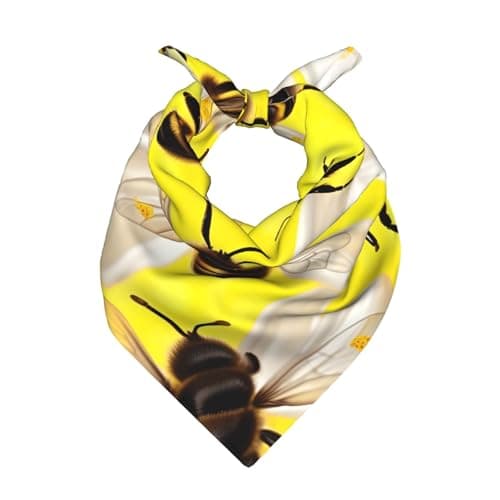 Image of WYCZHY Flying Bees Daisy Honeys Print Bandana 22"x22" Square Neck Scarf Printed Polyester Head Hair Kerchief Chic Holiday Present
