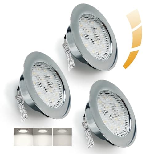 Image of Sweier LED Recessed Spotlights 230V, 5W Dimmable Downlights, Natural 4500K Round Aluminum Cabinet Lights Cutout 55-58mm, IP44 LED Recessed Ceiling Lights for Mirror Cabinet Installation, 3-Pack