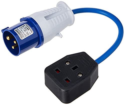 Image of Powermaster 341082 16A-13A Fly Lead Converter 16A Plug to 13A Socket, Blue