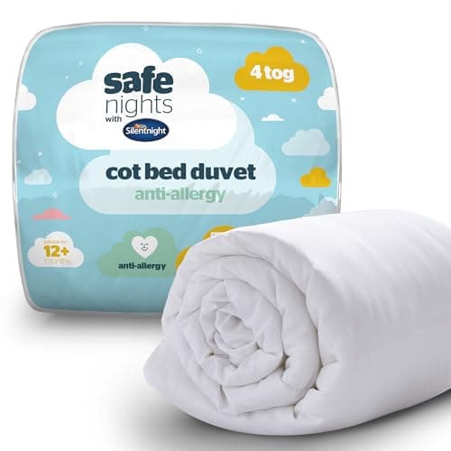 Image of Silentnight Safe Nights Cot Bed Duvet 4 Tog – Anti Allergy Lightweight Soft Snug Nursery Quilt for Children, Kids, Toddlers – Hypoallergenic and Machine Washable – 150x120cm