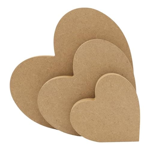Image of MDF Slanted Heart Multiple Sizes – Freestanding 18mm Wooden Craft Shape Blank Décor DoodleTech (Size: 150mm / Pack: 3)