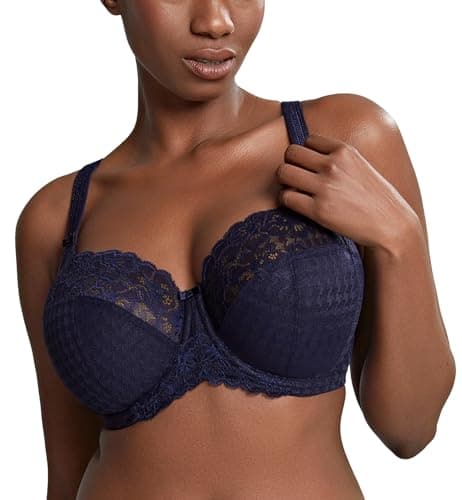 Image of Panache Women's Tango Balcony Floral Everyday Bra, Blue, 70H, Blue, 32FF