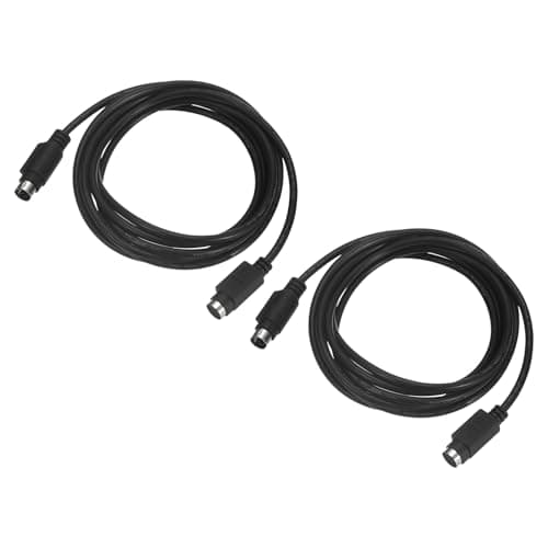 Image of sourcing map 2Pcs PS/2 Mouse and Keyboard Extension Cable 6 Pin 6.56 Feet Male to Female for PC, Black