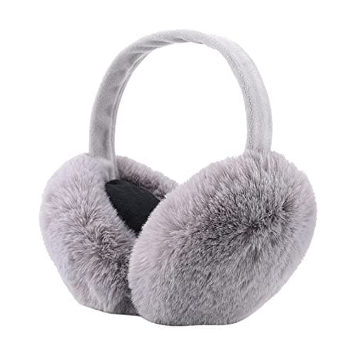 Image of IHCEMIH Ear Muffs, Women Earmuffs Winter Accessories Fluffy Plush Foldable Adults Outdoor Thermal Ear Warmer Skiing Running Ears Covers Protector from Wind Cold Fashion Gift for Girls Ladies Grey
