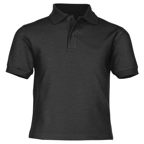 Image of FRUIT OF THE LOOM CHILDRENS UNISEX PIQUE POLO SHIRT - 12 COLOURS (AGE - 14/15, BLACK)