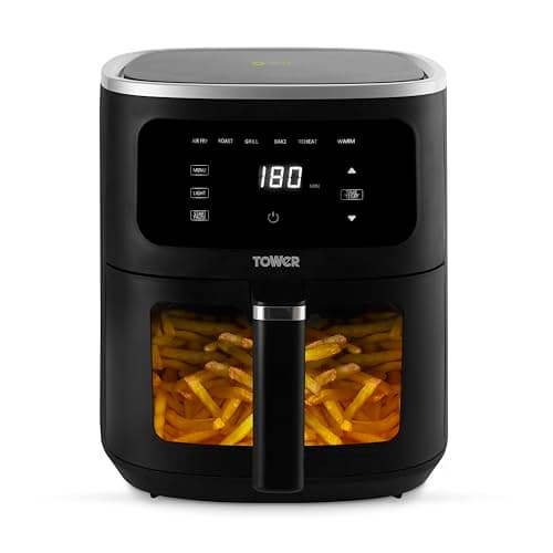 Image of Tower T17174 Vortx Vizion 4L Air Fryer with Digital Control Panel, 6 Pre-sets, 60 Minute Timer, Shake Reminder, 1300W, Black