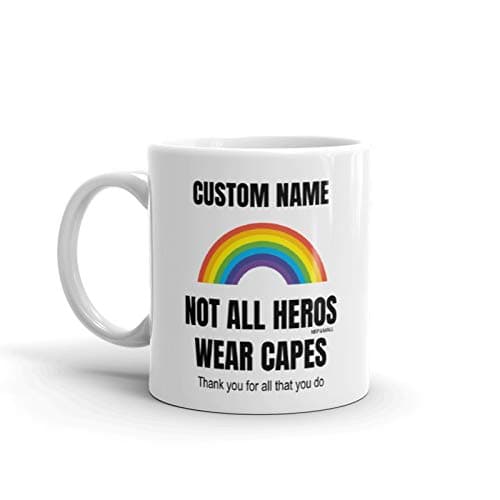 Image of Personalised Mug Rainbow Superheroes - Thank You Gift, Thank You Gifts for Women Men, Thank You Mug, Thank You Cup, Thank You Presents, Appreciation Gifts - Christmas - Not All Heros wear Capes.