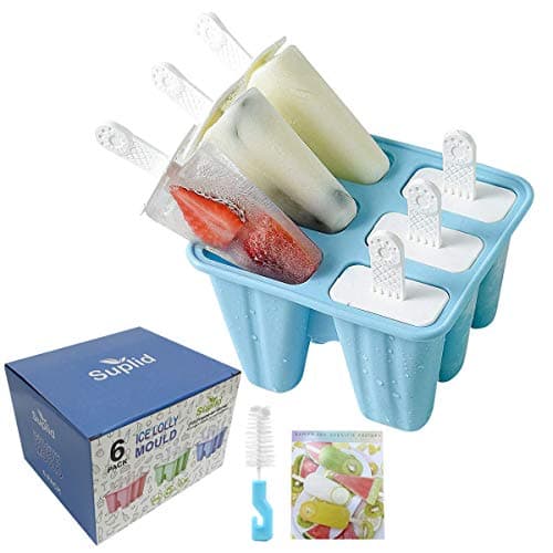 Image of Ice Lolly Mould 6 Pieces Reusable Silicone Popsicle Mold Easy to Remove Ice Lolly Maker - BPA Free Ice Pop Mould (Blue)
