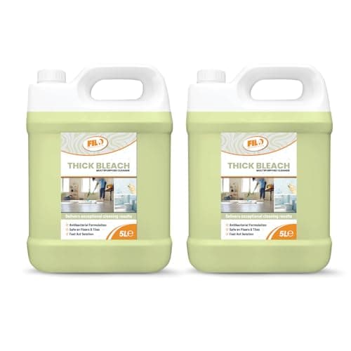 Image of Filo Thick Bleach 2x 5L - Industrial Strength Concentrated Formula for Toilets, Drains & Floors - Hospital Grade Multi-Surface Cleaner & Heavy Duty Sanitising Fluid