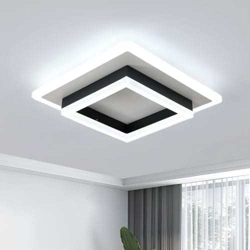Image of SENQIU LED Ceiling Light 30W, 3375LM Modern Square Ceiling Lamp, Black LED Ceiling Lights for Bedroom, Kitchen Hallway, Office, Living Room, Cold White 6500K, 30CM