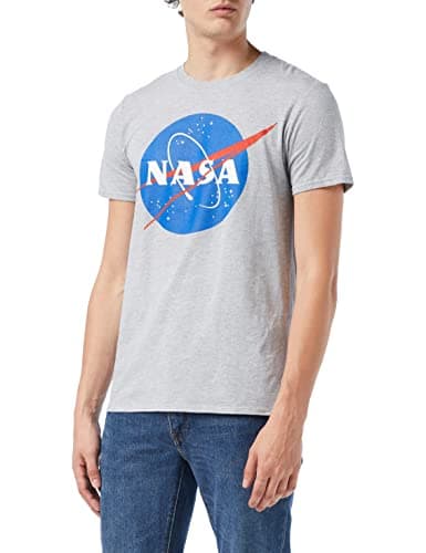 Image of Nasa Mens Circle Logo Regular Fit Crew Neck Short Sleeve T-Shirt, Grey (Sports Grey SPO), Large (Manufacturer Size:Large)