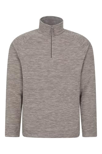 Image of Mountain Warehouse Snowdon Mens Micro Fleece Top - Breathable Antipill, Half Zip Collar Sweater, Quick Drying Smooth Pullover - For Spring Summer & Outdoors Light Brown M