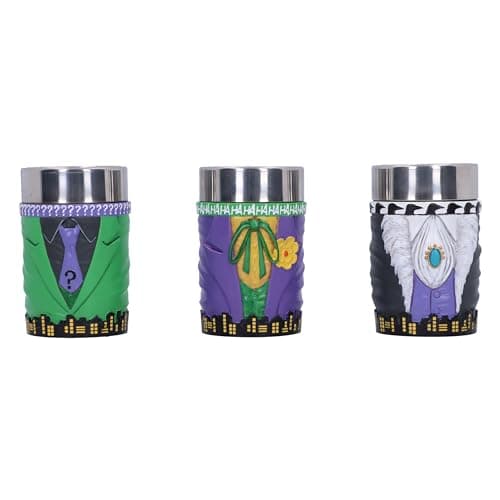 Image of Nemesis Now DC Batman Supervillain Collectible Mini Cup Set 8.5cm, Resin, Official DC Merchandise, Set of 3 DC Shot Glass Cups, Cast in The Finest Resin, Expertly Hand-Painted