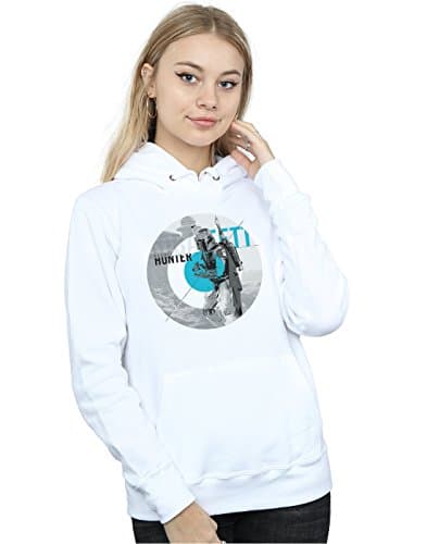 Image of Absolute Cult Star Wars Women's Boba Fett Bounty Hunter Circle Hoodie White Large
