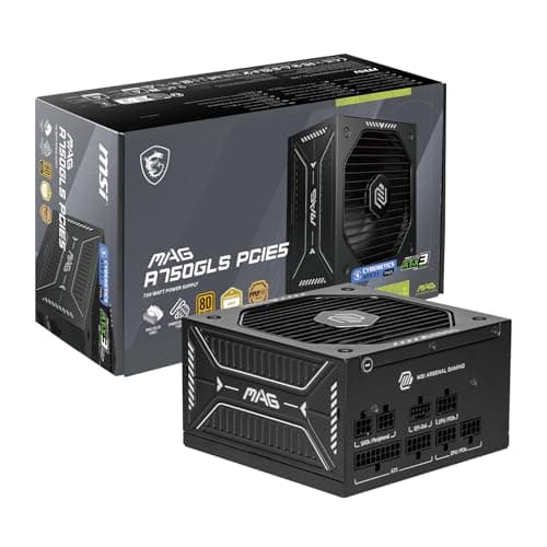 Image of MSI MAG A750GLS PCIE5, Fully Modular Compact Gaming 750W Power Supply, 80+ Gold, ATX 3.1 & PCIe 5.1 Ready, Native Dual-Color 12V-2x6 Cable, Low-Noise, Embossed Jacket Cables, 10 Year Warranty