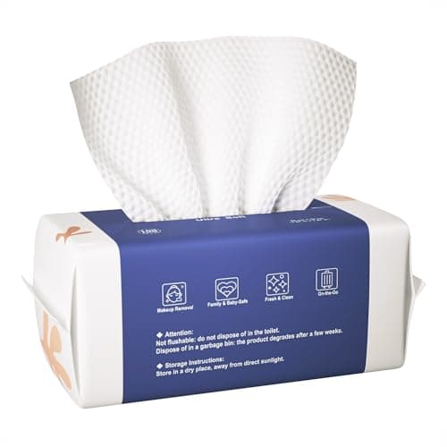 Image of Ourmed Life Disposable Face Towels, Ultra Soft Biodegradable Facial Wipes for Sensitive Skin, Dry Wipes for Makeup Remover & Skincare, Travel Pack - 100 Count