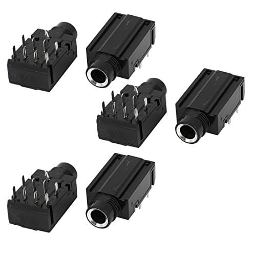 Image of sourcing map 6.35mm Stereo Socket Headphones Jack, 1/4 Inch 9 Pins PCB Panel Mount Adapter, 6 Pcs 9P Audio Connectors for DIY Replacement AV Car Audio MP3 Player, Black