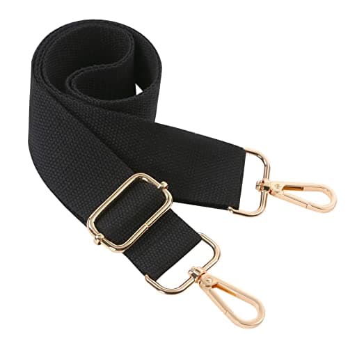 Image of Aucuu Luggage Straps, Wide Shoulder Strap Adjustable Crossbody Bag Strap with Metal Swivel Hooks, Replacement Handbag Belt for Crossbody Bag, Luggage, Laptop and Duffle - Black