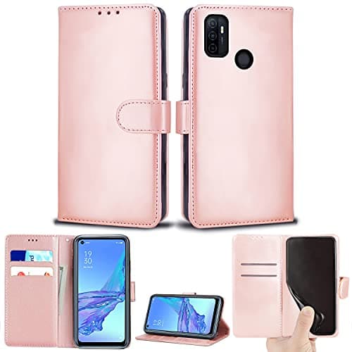 Image of For OPPO A53 / OPPO A32 Case, Wallet Case Magnetic Flip Leather Cover With Card Slots and Stand Feature Compatible with OPPO A53 / OPPO A32 (6.5 inch) (Rose Gold)