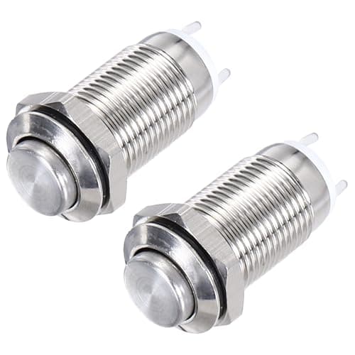 Image of sourcing map Momentary Metal Push Button Switch 10mm Mounting Dia 1NO Silver LED Light, High Head, 2pcs