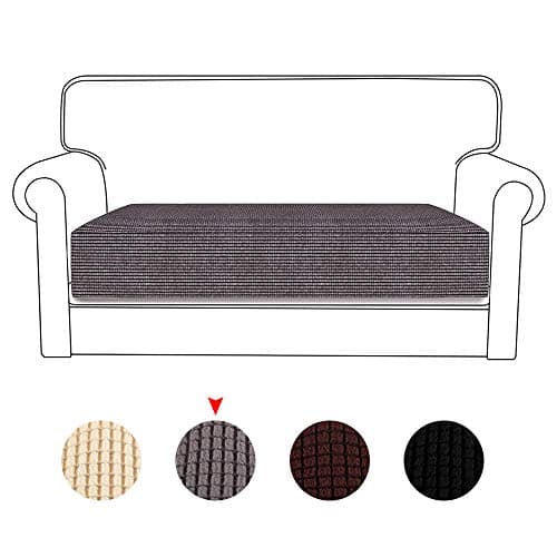 Image of Ghopy 1/2/3 Seat Stretch Couch Cushion Slipcovers Reversible Cushion Protector Slipcovers Sofa Cushion Protector Covers (Grey, 2 Seat)