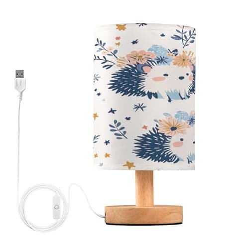 Image of Sevdomey Cute Hedgehogs Bedside Table Lamp with USB Port, No Bulb Needed, Warm LED Light for Bedroom, Living Room, Office - Bedside Table Lamp for Reading, Study, Decor