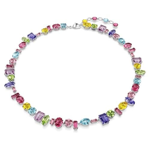 Image of Swarovski Gema Necklace, Multi-Coloured Crystals in a Rhodium Plated Setting, from the Gema Collection