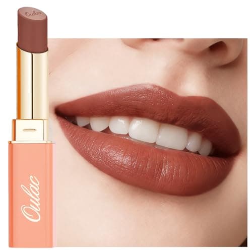 Image of Oulac Satin Matte Lipstick - Rich Brown Long Lasting Lip Stick for Women, Intense Color with Smooth Creamy Texture Lip Colour, Moisturizing & Weightless Formula Lip Makeup, Vegen, 4.3g, SG15 Barbara