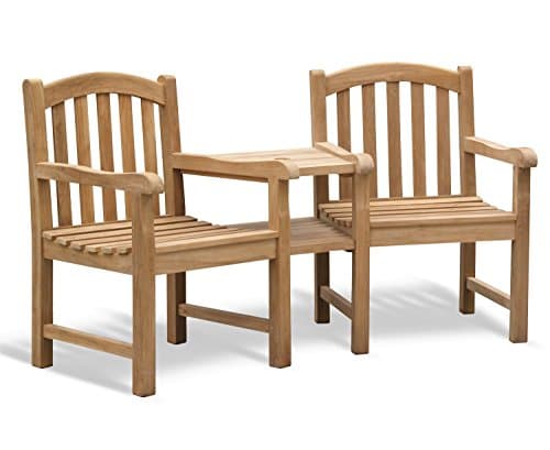 Image of Jati Gloucester Teak FULLY ASSEMBLED Love Duo Seat - Tete a Tete Companion Bench Brand, Quality & Value (No Cushion)