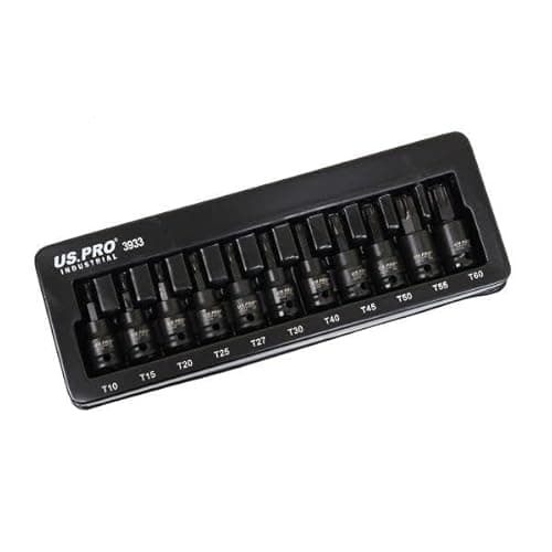 Image of US PRO INDUSTRIAL 11PC 3/8" DR Impact Torx Star Bit Sockets Set T10 - T60 3933