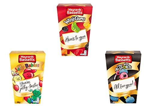 Image of Maynards Bassetts Wine Gums, Jelly Babies & Liquorice All Sorts Carton Bundle - 3 x 400g Cartons