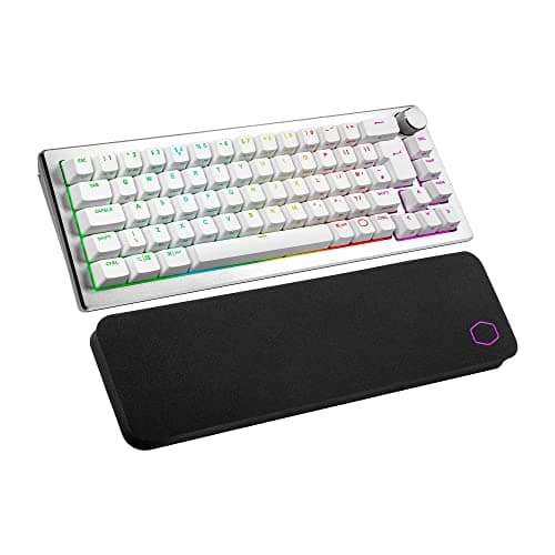 Image of Cooler Master CK721 Mechanical Gaming Keyboard - Compact 65% Layout, TTC Mechanical Switches, Per-Key RGB Backlighting, Hybrid Wireless Technology, Precision Dial - Silver White, UK Layout