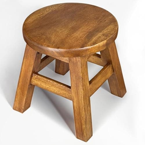 Image of Crafty Artisan® handmade small wooden milking stool muti-use, step stool, plant pot stand, kids stool, etc
