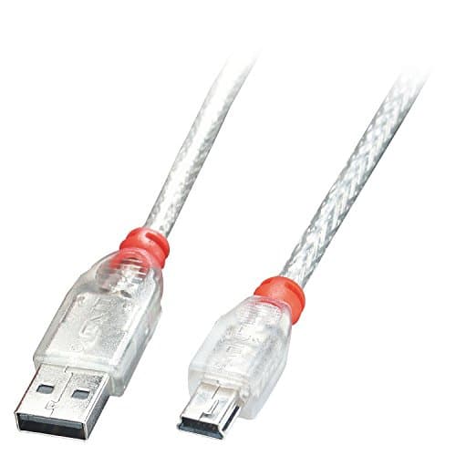Image of LINDY 3 m Type A to Mini-B USB 2.0 Cable - Transparent