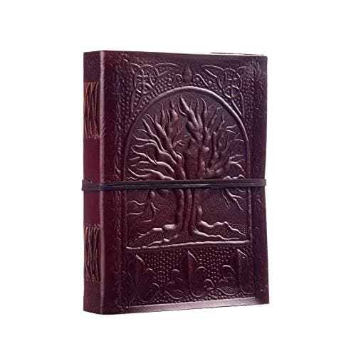Image of Paper High Fair Trade Tree Of Life Design Genuine Leather Journal Writing Notebook - 13.5 x 18.5 cm - Handmade & Eco Friendly, Antique Brown Leather Bound Vintage Diary For Men and Women