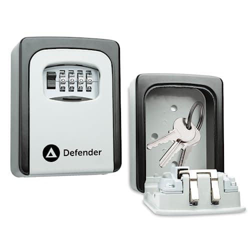Image of Defender Combination Dial Key Safe - Outdoor Wall Mounted Waterproof Key Lock Box - Secure Combination Key Storage Cabinet with Free Fixing Kit for Home, Office & Airbnb