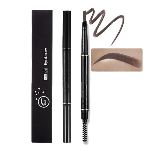 Image of Dual-Ended Eyebrow Pencil with Ultra-Fine Tip & Spoolie Brush - Waterproof Long-Wear Vegan Brow Definer for Natural Hair-Like Strokes - Precise Smudge-Proof Brow Makeup for Daily (Dark Brown)