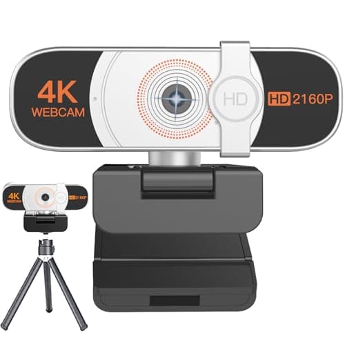 Image of Nolansend 4K Webcam, With Privacy Cover, White Balance, Webcam with Microphone, Plug & Play, 4K Web Camera for PC/Laptop/Desktop, Video Calling,Conferencing