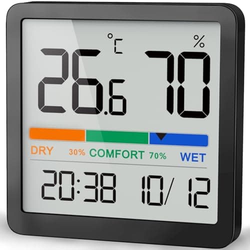 Image of NOKLEAD Room Thermometer Hygrometer Small Digital Temperature Humidity Meter Indoor Thermometers Sensor Air Monitor with Clock Comfort Display Calibration