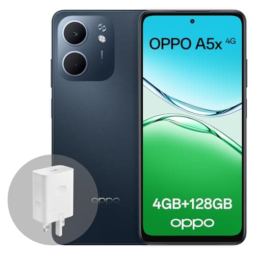 Image of OPPO A5x 4G 4GB RAM + 128GB ROM, Unlocked Smartphone with AI, 6.67" 90 Hz display, 32MP AF Camera, 6000 mAh battery, IP65 Water and Resistance, Midnight Blue (Include 45W SUPERVOOC Charger)