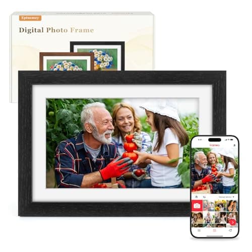 Image of Digital Photo Frame WiFi Oak Wood Frame 10.1 Inch Frameo Digital Picture Frame with 1280x800 HD IPS Touchscreen, Built-in 32GB, Auto-Rotate, Share Photos Videos via Frameo APP, Gifts for Women Men
