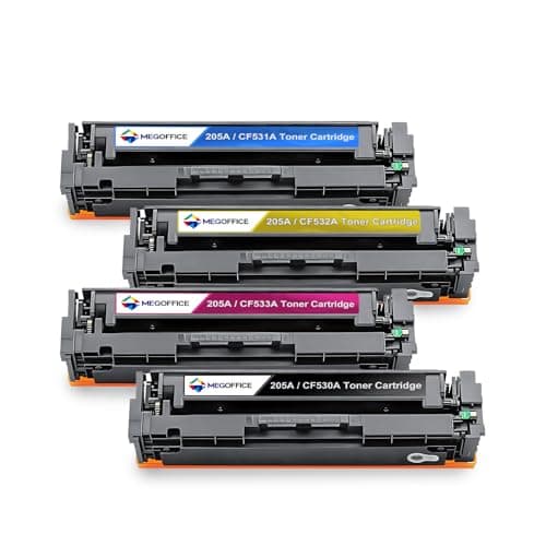 Image of MEGOFFICE 205A CF530A Toner Cartridge Compatible for HP 205A CF531A CF532A CF533A CF530A Toner for Color Laserjet Pro MFP M181fw M180n M180nw M180fw M154a M154nw(4-Pack)