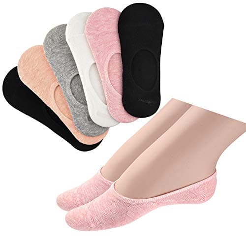 Image of FEPITO 6 Pairs Cotton No Show Socks for Women Non Slip Ultra Low Cut Casual Socks Women's No Show Liner Socks for Sneaker Loafers