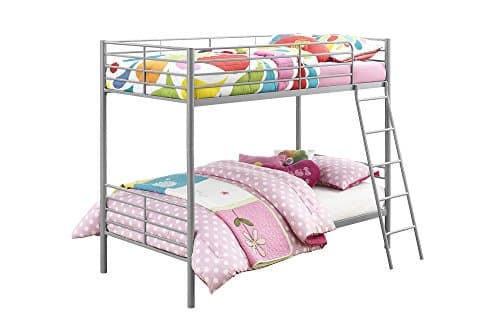 Image of DHP Furniture Convertible Bunk Bed Silver/ Grey Single Over Single