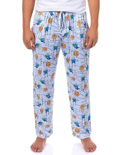 Image of Adventure Time Pajama Pants Men's Finn and Jake Calculations Loungewear Sleep Bottoms, Blue, XL